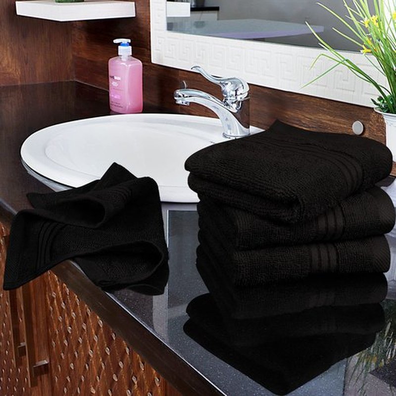 Utopia Towels 12 Pack Premium Wash Cloths Set (12 x 12 Inches) 100% Cotton Ring Spun, Highly Absorbent and Soft Feel Washcloths for Bathroom, Spa, Gym, and Face Towel (Black)