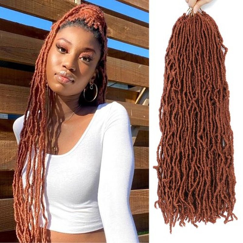Ginger Faux Locs Crochet Hair 22 Inch 7 Packs Soft Locs Copper Red Crochet Faux Locs Pre Looped Loc Hair Crochet Braids For Black Women(22inch, 7 Packs, 350#)