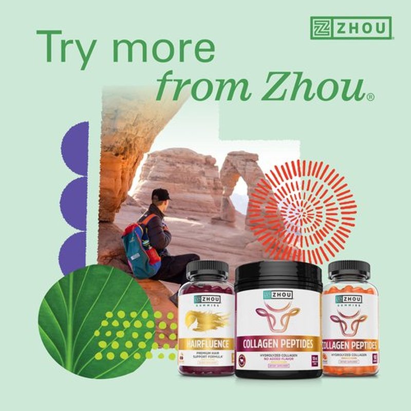 ZHOU Hairfluence, Hair Growth Supplement with Clinically Studied Lustriva and Keranat and Hair Vitamins Biotin 5000mcg, Vitamin D, A, C & B12, Non-GMO, Gluten Free, 120 VegCaps