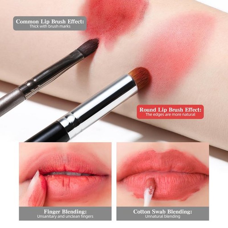 Lip Brush, EIGSHOW Lip Smudge Brush Round head for Gloss Lipstick, Multi-purpose Makeup Blending Applicator, Reusable - Black