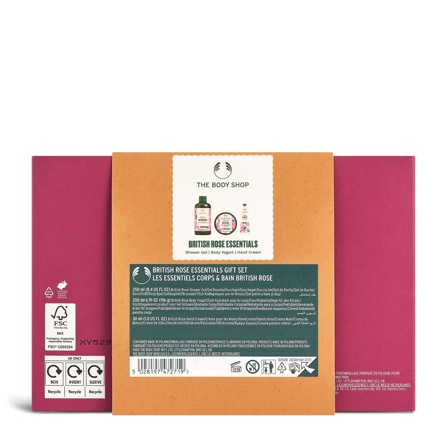 The Body Shop 3 Piece Essentials Gift Set - Shower Gel, Body Yogurt, Hand Cream, Vegan