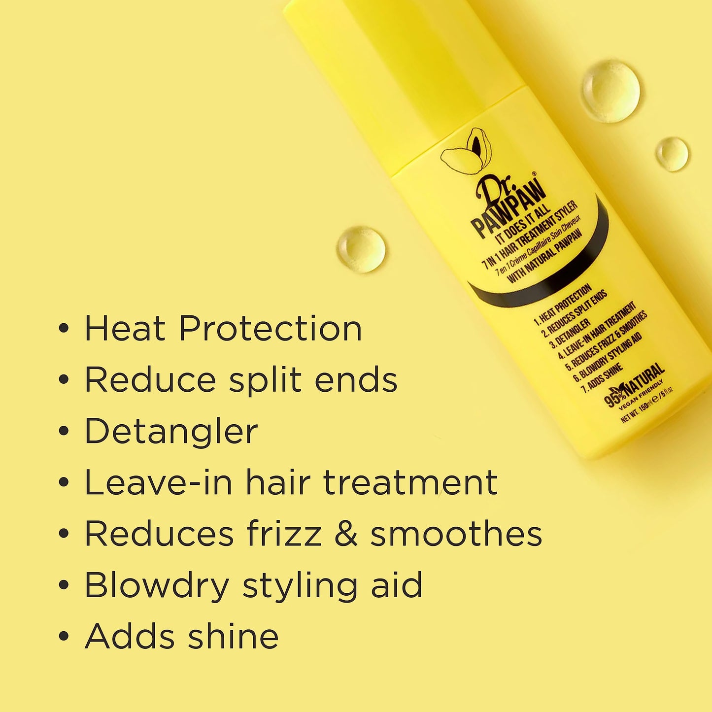 Dr.PAWPAW It Does It All: 7 in 1 Hair Treatment Styler with Papaya, Aloe Vera, Coconut Oil, Vegan & Natural (6 x 150 ml)