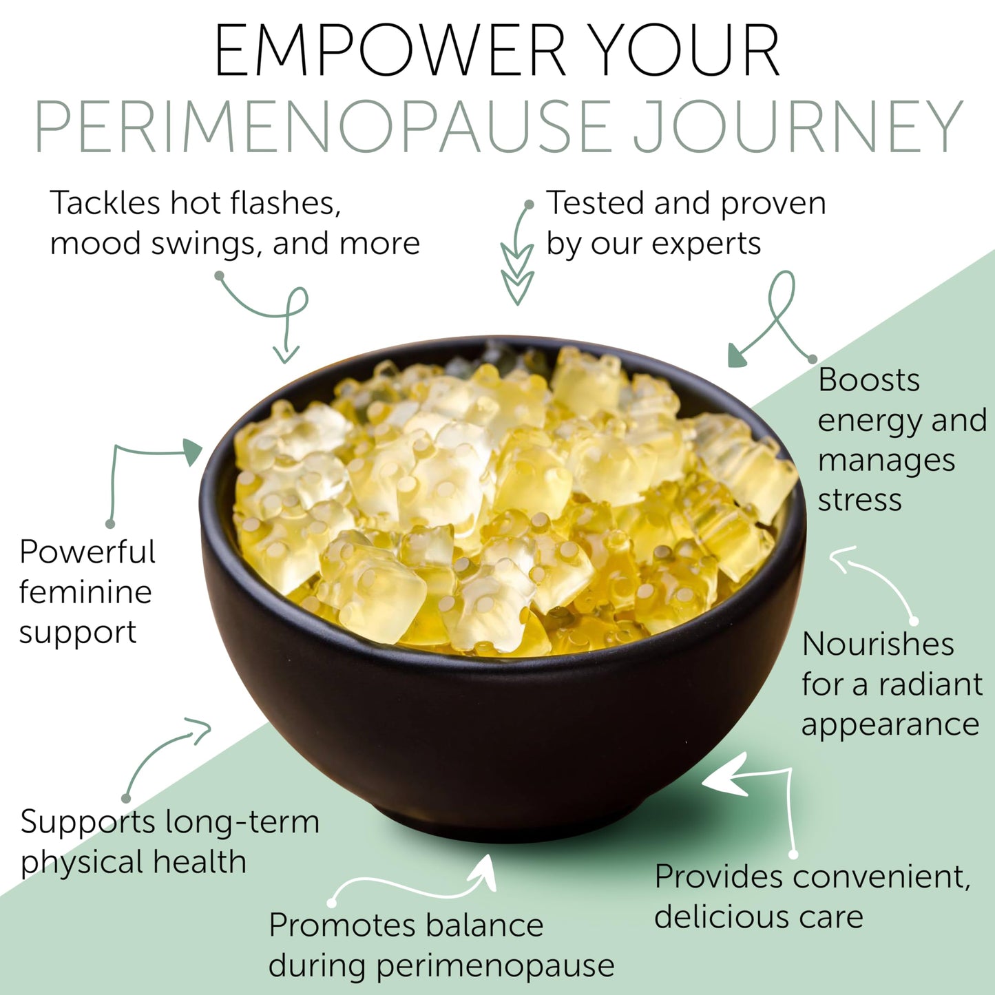 Perimenopause Supplements Women | Premenopausal Gummy Vitamins | Relief for Hormonal Balance & Mood Swings | Supports Menstrual Cycle Regulation | 60 Vegan Gummies