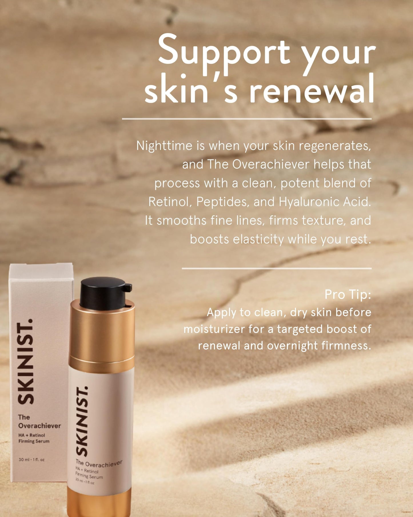 SKINIST The Overachiever Hyaluronic Acid + Retinol Firming Serum – Nighttime Anti-Aging & Hydrating Formula