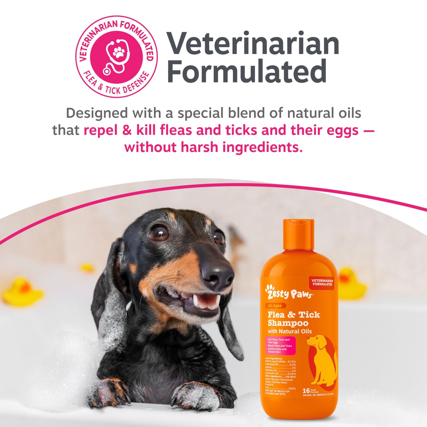 Zesty Paws Flea and Tick Shampoo for Dogs - Veterinarian Formulated Flea Shampoo for Dogs to Kill Fleas, Ticks & Their Eggs - Soothes Itchy & Irritated Dog Skin - Cedarwood, Rosemary & Peppermint Oil