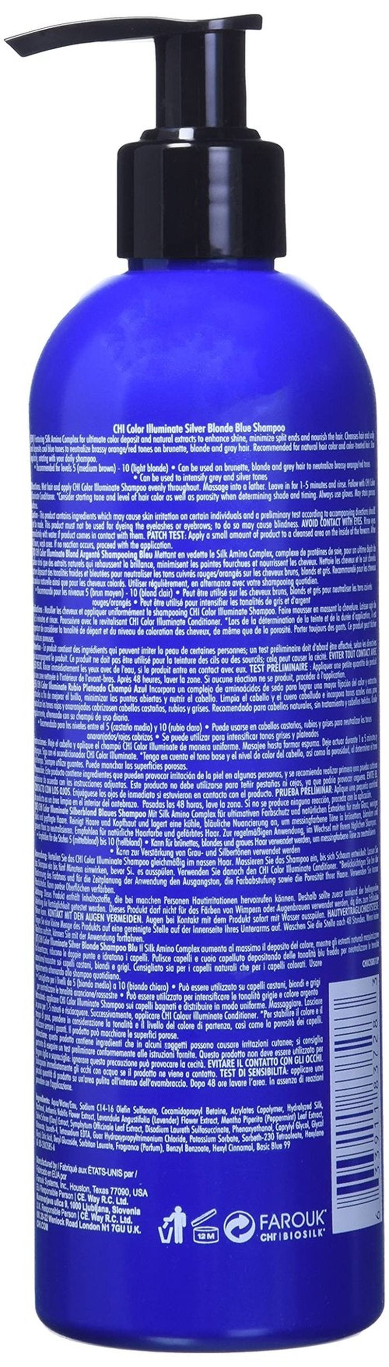 CHI Color Illuminate Shampoo, Provides Balanced Color Replenishment Between Salon Services, Sulfate, Paraben, & Cruelty-Free, Silver Blonde, 12 Oz