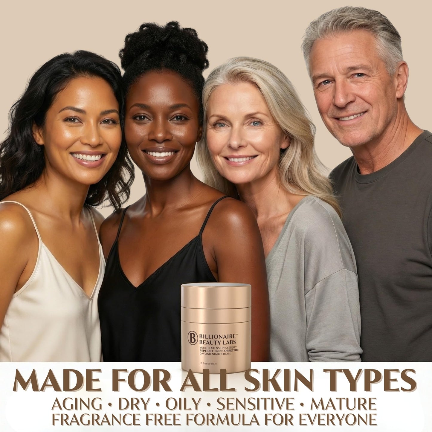 Peptide Cream & Collagen Cream for Face and Neck - Firming Anti-Aging Daily Moisturizer & Night Cream for Wrinkles and Fine Lines - Natural, Organic and Fragrance-Free - 1.7 fl oz 50ml