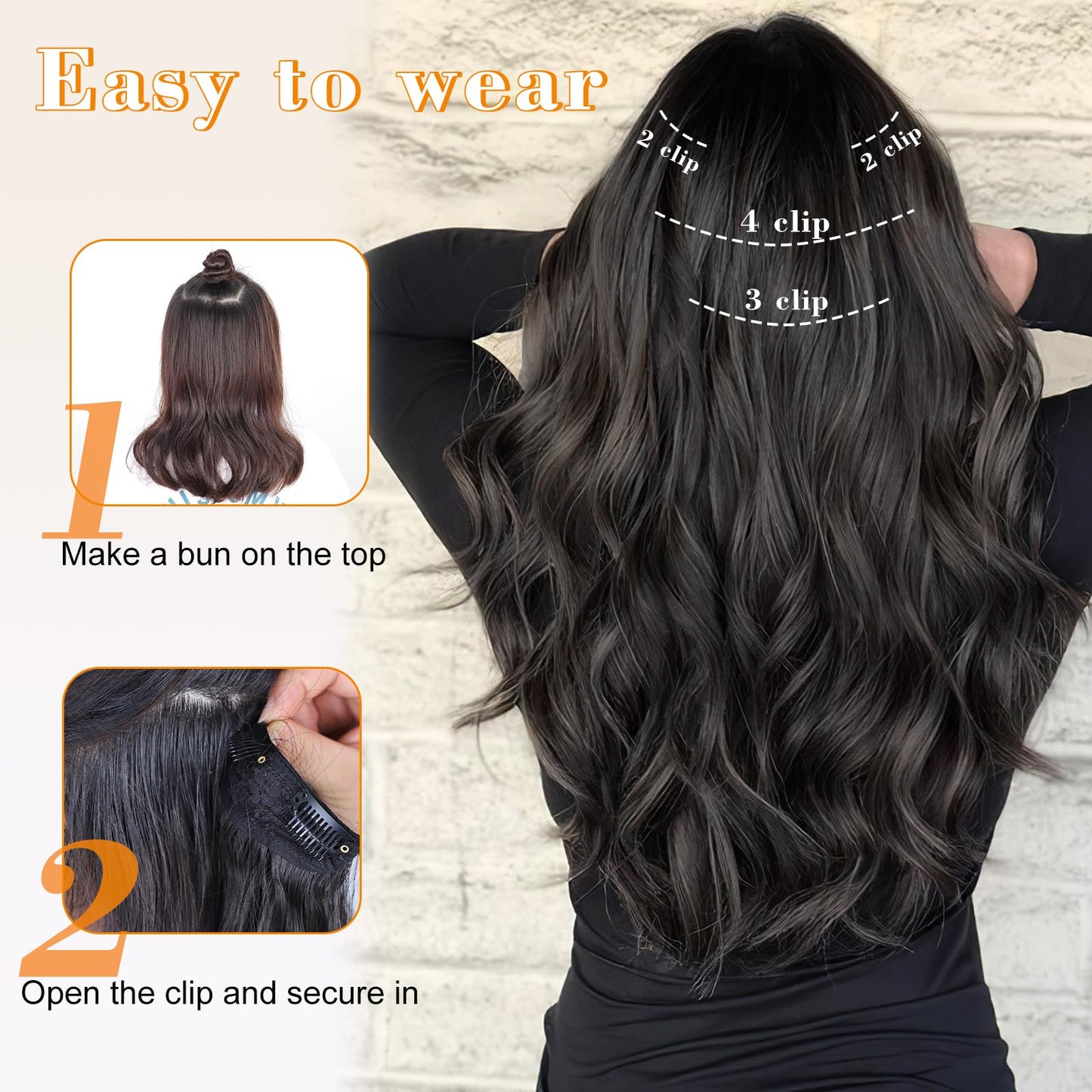 AISI BEAUTY Clip in Hair Extensions 4PCS Long Wavy Hair Extensions Natural Looking Synthetic Hair Extension for Women Daily Party Use(20 Inches,Ash Blonde Mix Light Blonde)