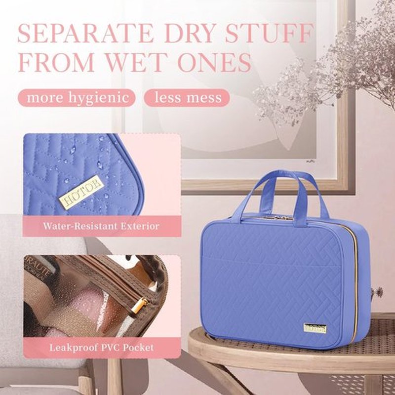 HOTOR Travel Toiletry Bag - Toiletry Bag w/Hanging Hook - Spacious Toiletry Bag for Women & Men, Makeup Bag/Big Comparment, Waterproof for Travel Accessories, Travel Essentials, Medium, Aegean-Blue