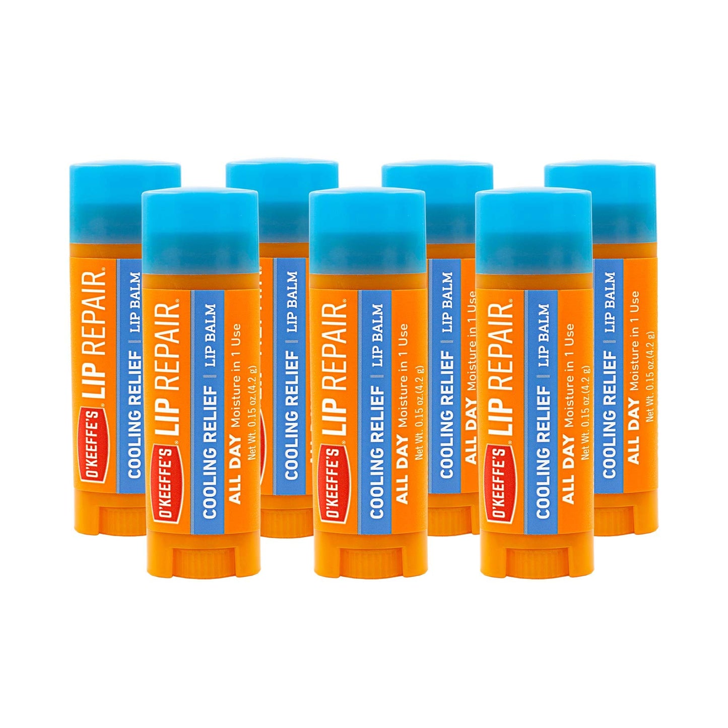 O'Keeffe's Cooling Relief Lip Repair Lip Balm for Dry, Cracked Lips, Stick, (Pack of 7)