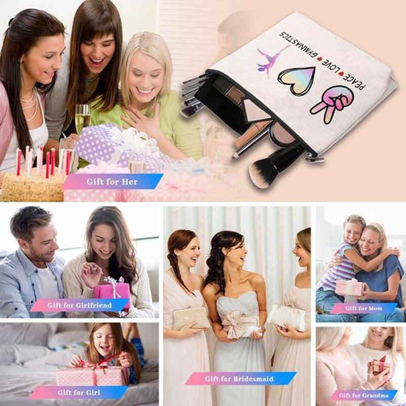 CEASQVAA Cosmetic Makeup Bag Gifts for Gymnastics Lover Women, Gymnastic Coach Gift, Gymnastics Athletics Birthday Gifts for Her Friend Sister Daughter