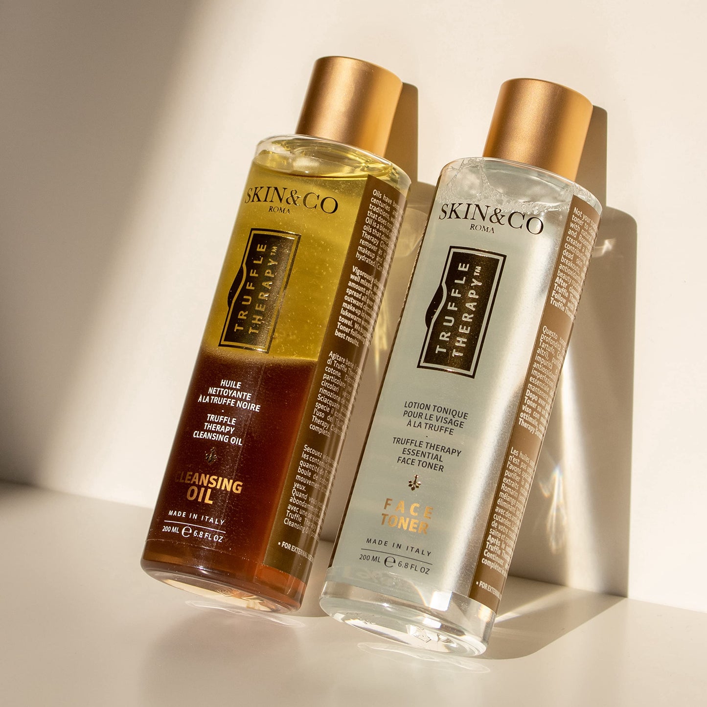 SKIN&CO Truffle Therapy Love at First Swipe | 2-Pc Skincare Kit with Face Toner & Cleansing Oil | Hydrating, Makeup-Removing, Pore-Refining Duo for Brighter, Glowing Skin | All-Natural & Made in Italy