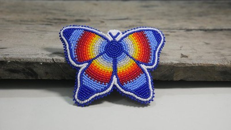 Beaded Hair Clips Native American Style Handmade Collection (Butterfly (Blue Multi))