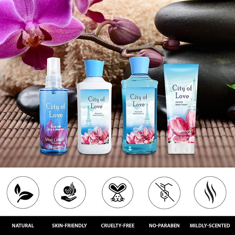 Bath & Body Kit - Ideal Skincare Gift Set | 3 Fl Oz Body Lotion, Shower Gel, Cream & Fragrance Mist