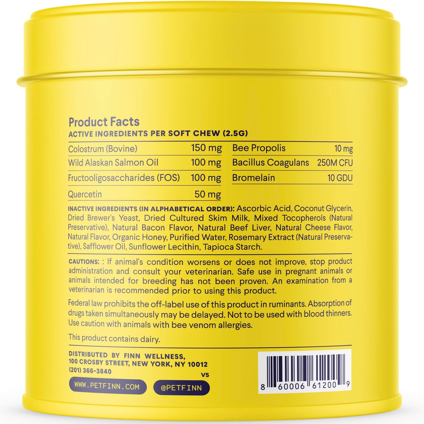 Finn Allergy & Itch Soft Chews for Dogs | Colostrum & Bee Propolis | 90 Ct