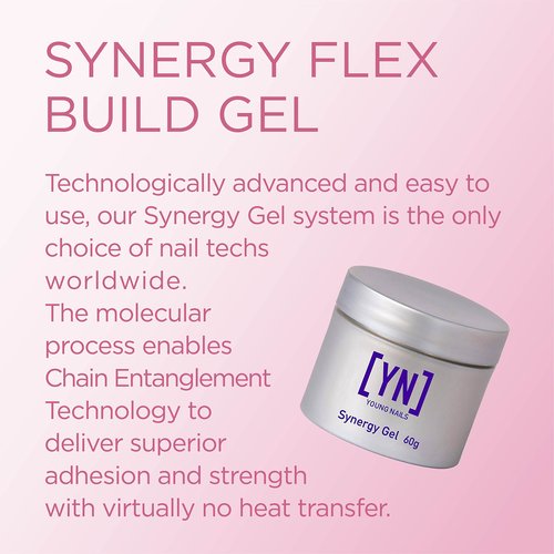 Young Nails Synergy Gel System, Building Gel - Hard Builder Gel, Superior Adhesion & Strength, Structured Nail Gel Builder - Flex Gel, Clear, 60g
