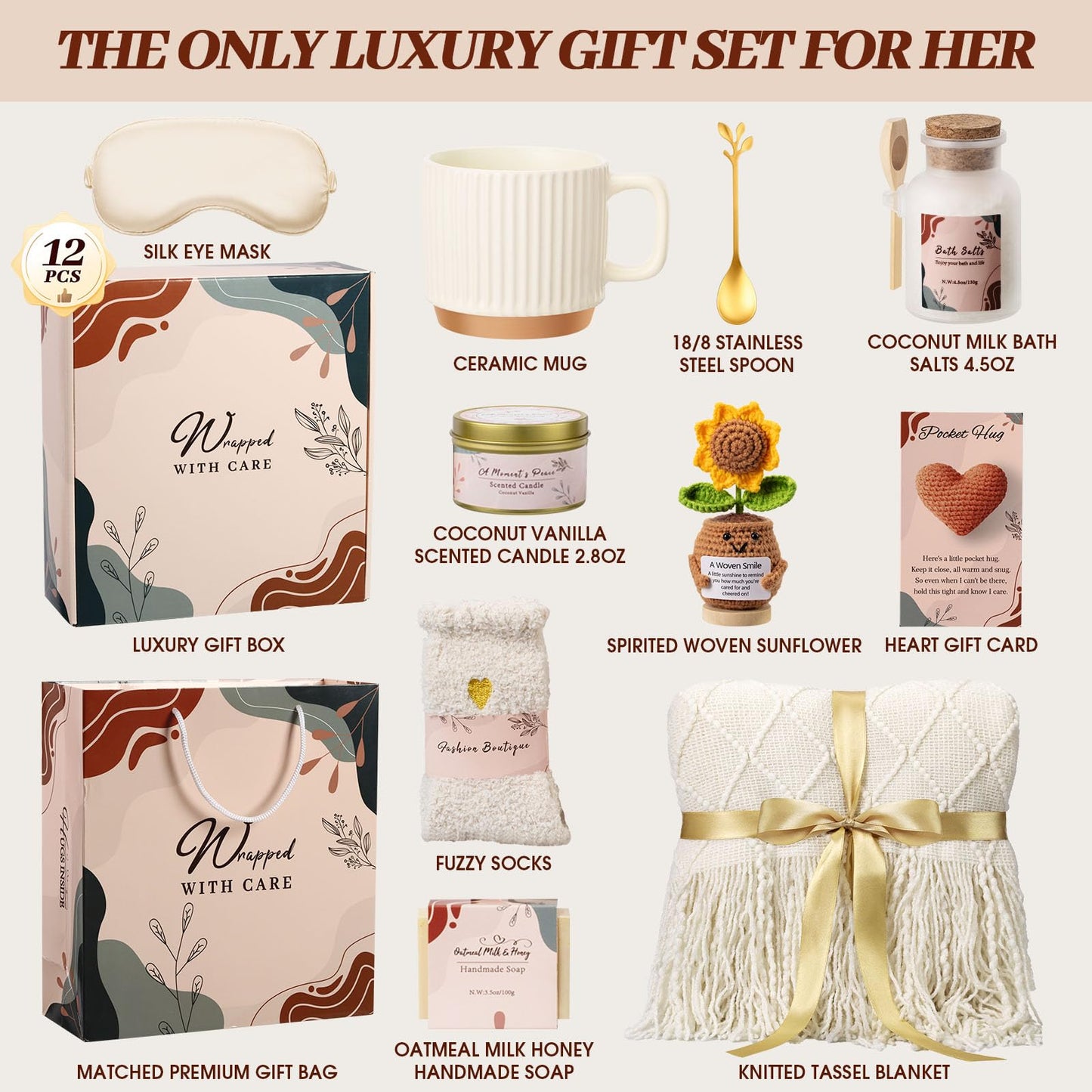 Gifts for Women, Birthday Gift Basket for Women, Self Care Package, Thinking of You and Get Well Soon Gifts Her, Best Friend, Sister, Mom
