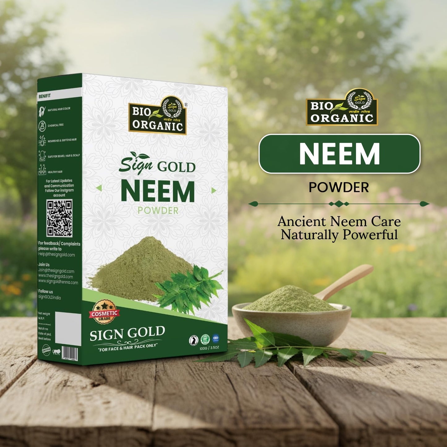 sign GOLD BIO ORGANIC Neem Powder for Beauty & Wellness