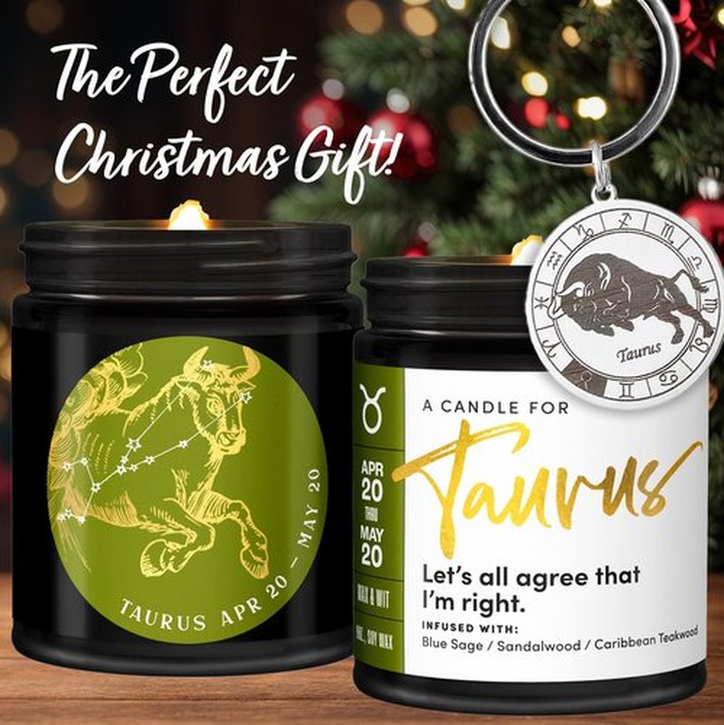 WAX & WIT Taurus Gifts for Women, Zodiac Gifts, Astrology Gifts for Women, Zodiac Candles, Taurus Candle, April Birthday Gifts, May Birthday Gifts for Women, Astrology Candle, Birthday Candle - 9oz