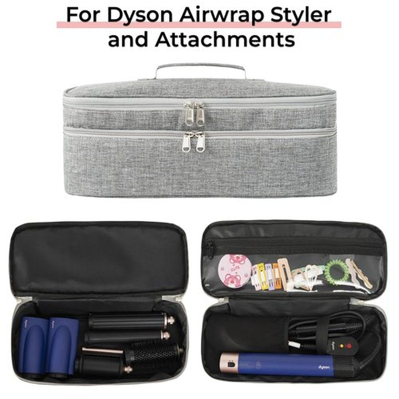 GREENESTA Hair Tools Travel Bag Compatible With Shark Flex Style Attachment, Shark Airwrap Flexstyle, Dyson Airwrap | Travel Case For Sharkflex Styler | Beauty Hair Dryer Attachments Storage (Grey)