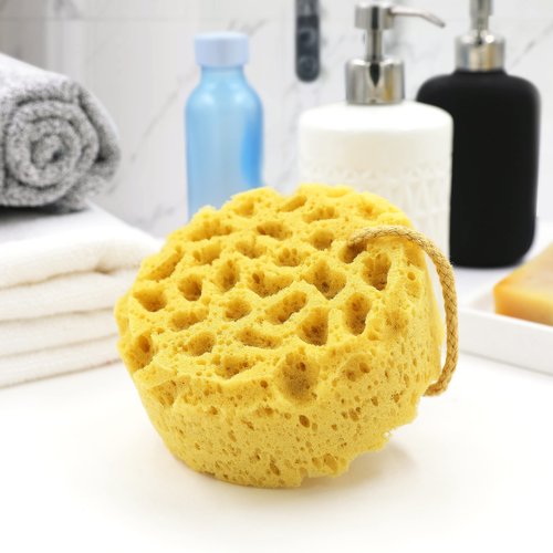 myHomeBody Bath Sponge, Foam Loofah Sponge, Body Sponge for Shower – Large Size, Lots of Lather, Round, 2 Pack