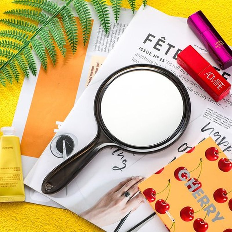 Jetec Hand Mirror Double Sided Handheld Mirror 1X/ 2X Magnifying Mirror with Handle Mirror Rounded Shape Makeup Mirror (Black)