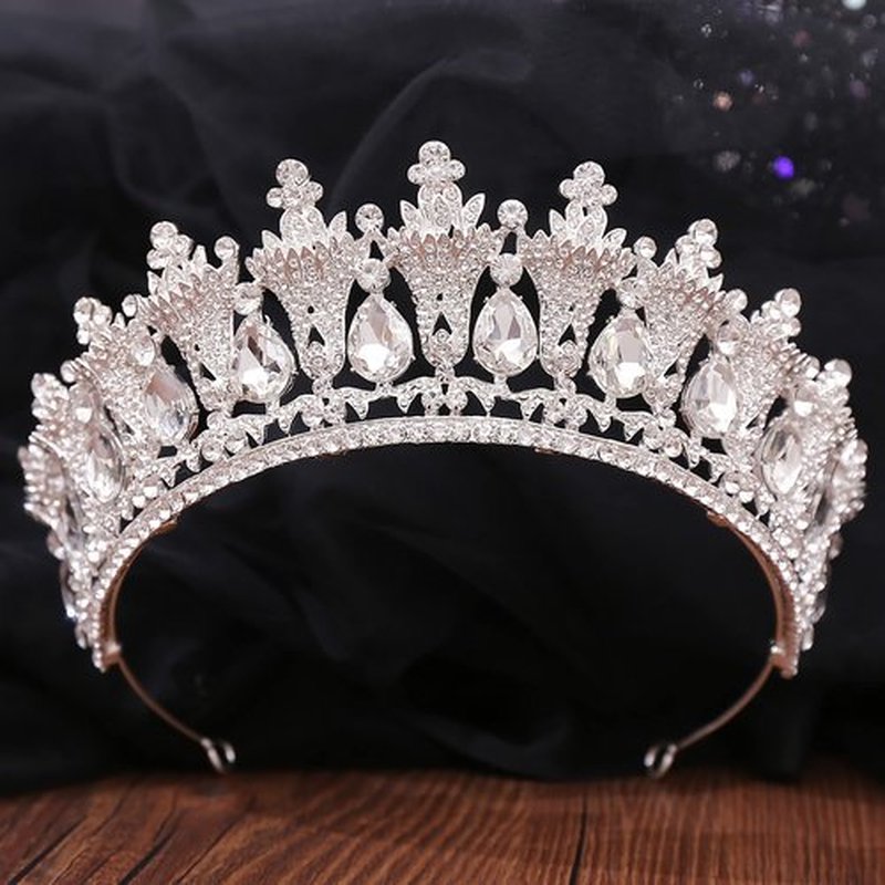 WIOJEIGO Women's Birthday Fairy Crown Crystal Wedding Tiara Queen Rhinestone Headbands for Prom Party Silver