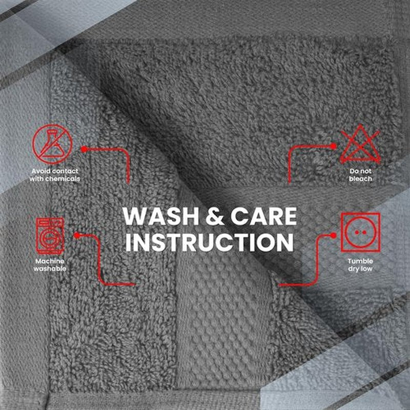 Infinitee Xclusives Premium Wash Cloths for Showering [13x13] – 100% Cotton Washcloths [Pack of 12], Soft and Absorbent Face Towels for Bathroom Wash Clothes, Gym, and Spa |Shadow Grey|