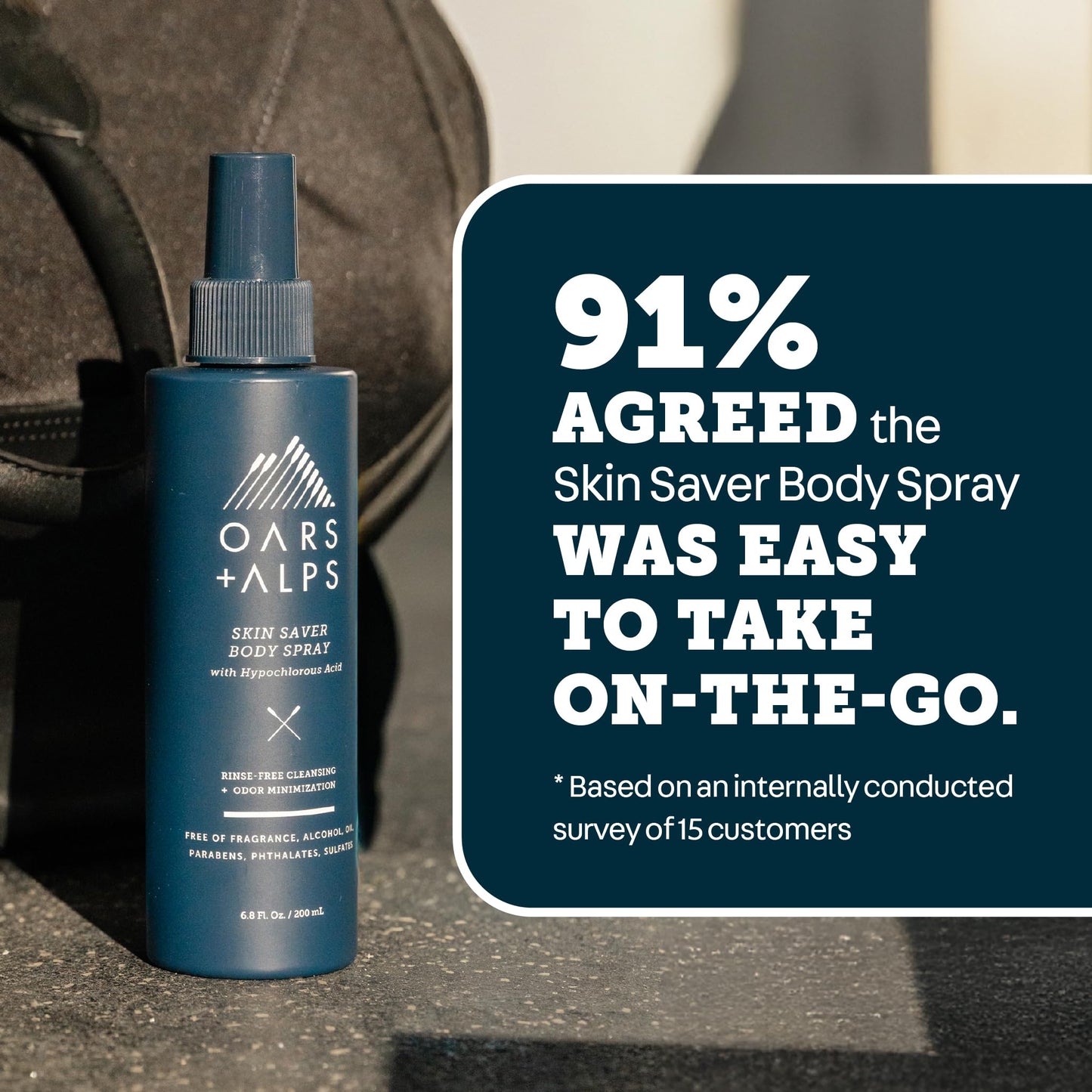 Oars + Alps Skin Saver Body Spray with Hypochlorous Acid, For Breakouts + Acne-Prone Skin, Freshens & Soothes Irritation & Redness, Use After Workouts & Post Shave, Safe & Clean Ingredients, 6.8oz