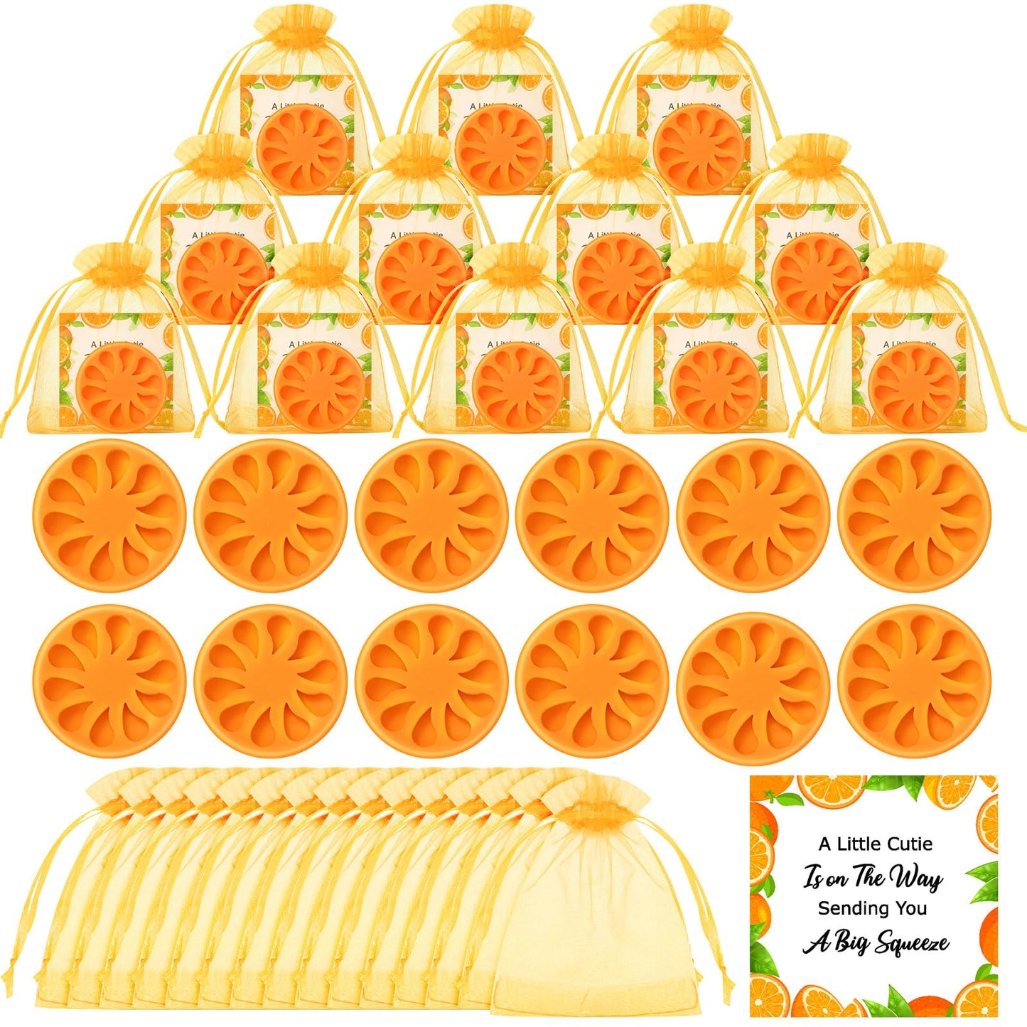 SiliFine 50 Sets Little Cutie Baby Shower Party Favor Orange Soap Gifts Bulk Orange Soaps with Card and Bag for Wedding Gifts Bridal Party Baby Shower Decorations Clementine Little Cutie Theme Favors