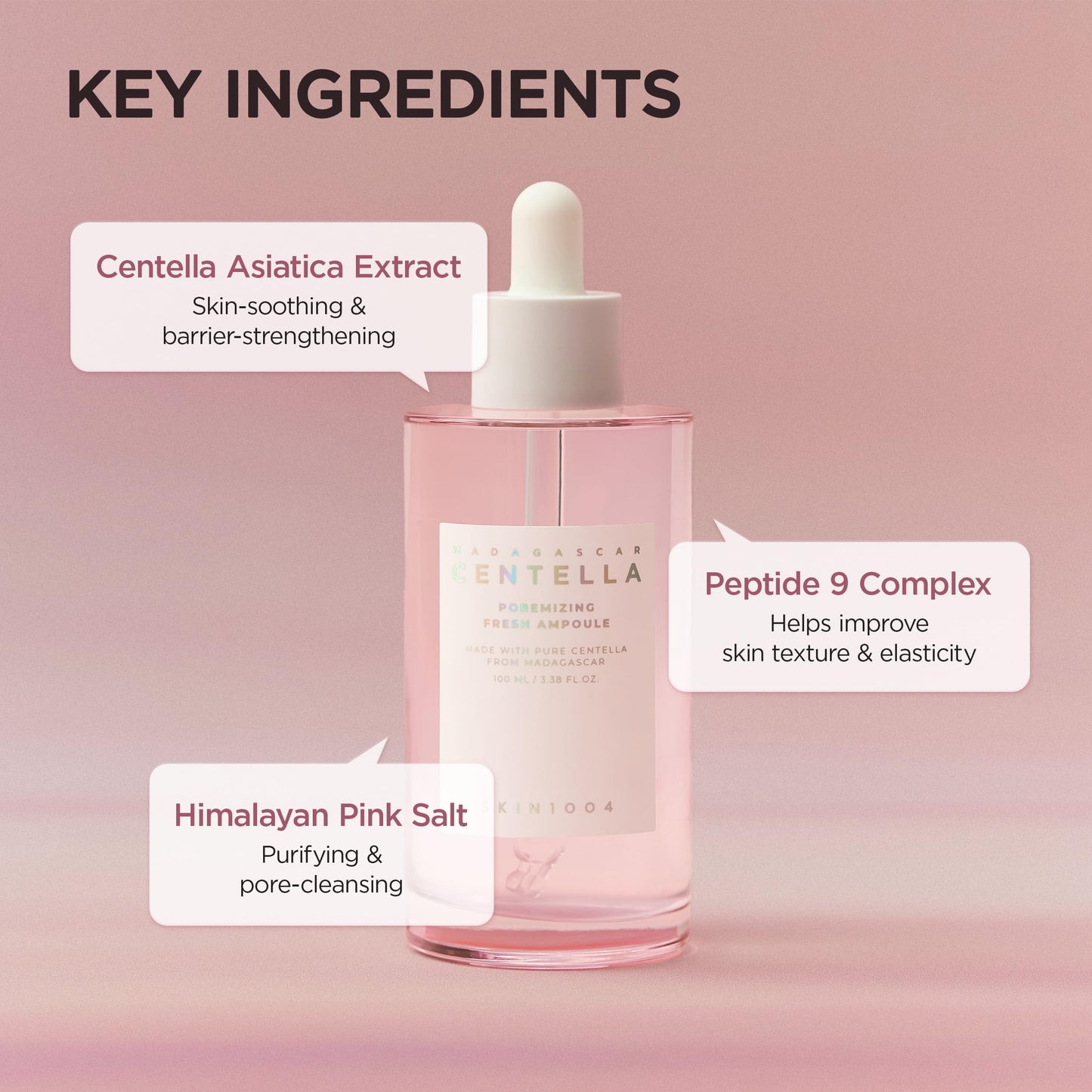 SKIN1004 Centella Poremizing Fresh Ampoule 1.69 fl.oz, 50ml, Korean Pink Serum for Enlarged Pores Minimizing with Madagascar Centella and Himalayan Pink Salt, Hydrating Facial Serum, Korean Skin Care