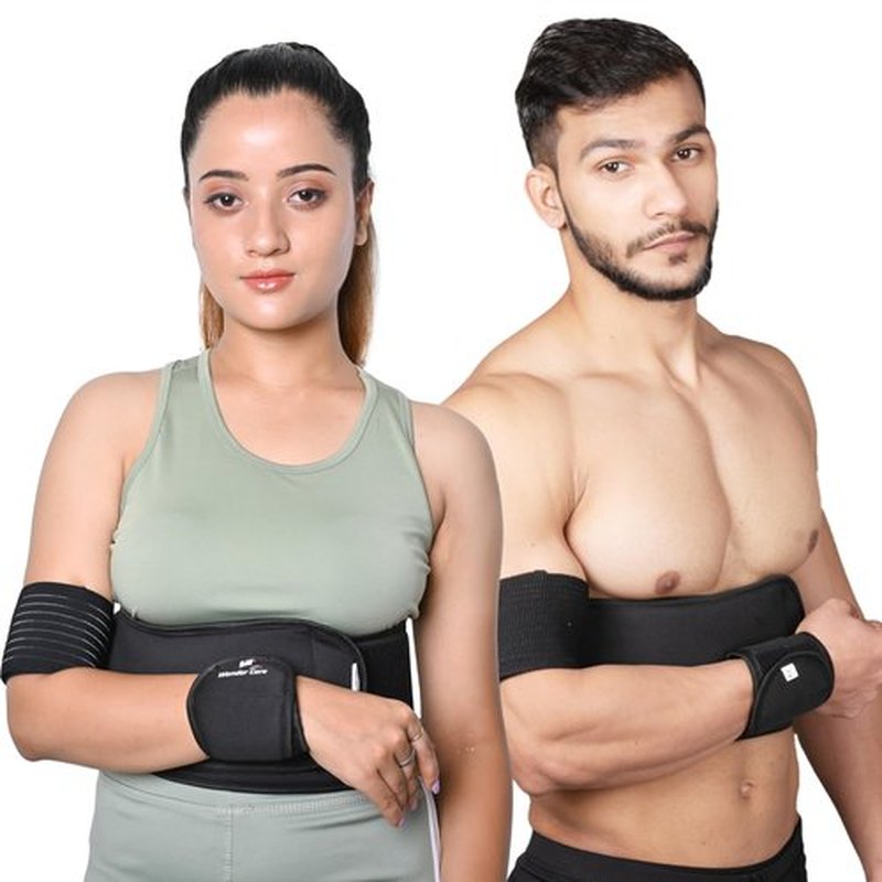 Wonder Care-Left Right Shoulder Immobilizer Arm Sling Elastic Brace for Clavicle Collar Bone Dislocation Subluxation Shoulder stabilizer Compression Brace After Rotator Cuff Surgery - Black-Size 4