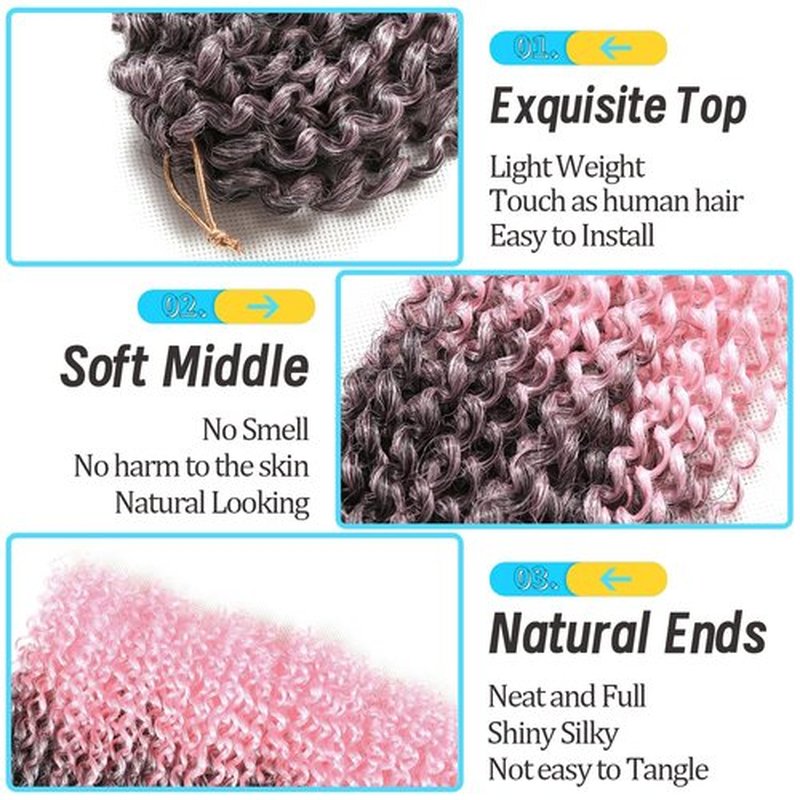 8 Inch Short Passion Twist Hair 6 Bundles Kinky Curly Crochet Hair for Black Women Curly Braiding Hair Crochet Braids Hair (6Bundles8 Inch, 1B/Pink)