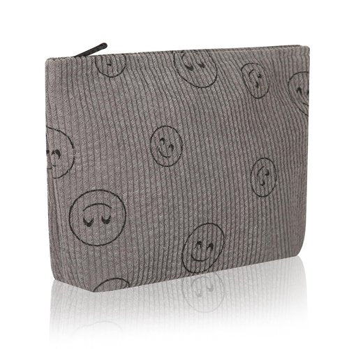 Wudimeitt Cosmetic bag Makeup bag Preppy Cute Corduroy Toiletry bag for women travel essentials (greygrey)