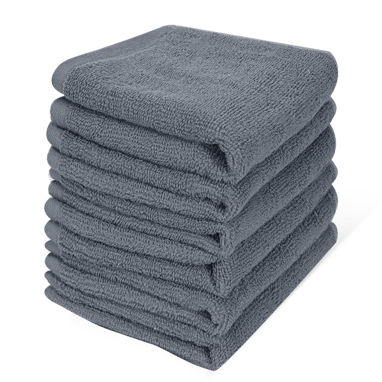 Keith Lun 6 Pack 100% Cotton Wash Cloth, 12x12Inch Highly Absorbent and Soft Feel Fingertip Towels, Machine Washable Washcloths for Bathroom, Gym, Hotel, Spa and Kitchen, Grey
