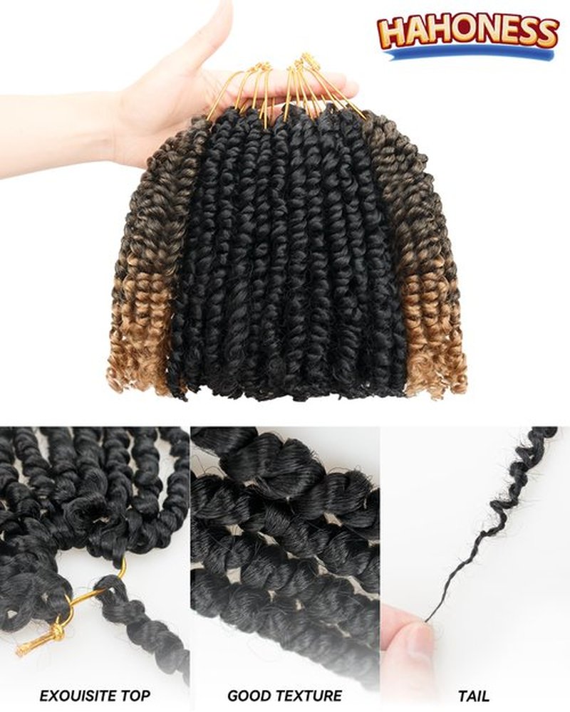 6 Inches 9 Packs Passion Twist Crochet Hair-Mixed Color Combo Pack(7 packs 1B+2 packs T1B/27),Pre-twisted Pre Looped Soft & Bouncy Synthetic Braided Hair For Black Women and Kids(6"-9 Packs,1B+T27)