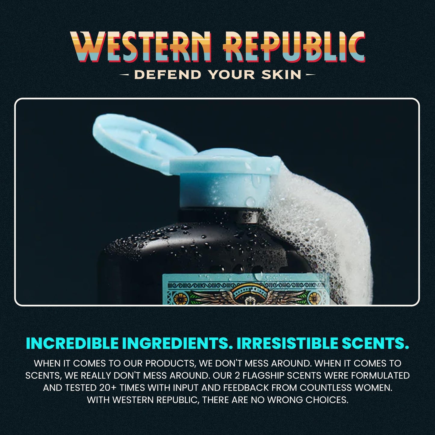 Western Republic - Nautical Birchwood & Alpine Sage Body Wash Shower Gel - Hydrating Cleanser with Aloe, Shea Butter, Niacinamide - 500ml 2 Pack