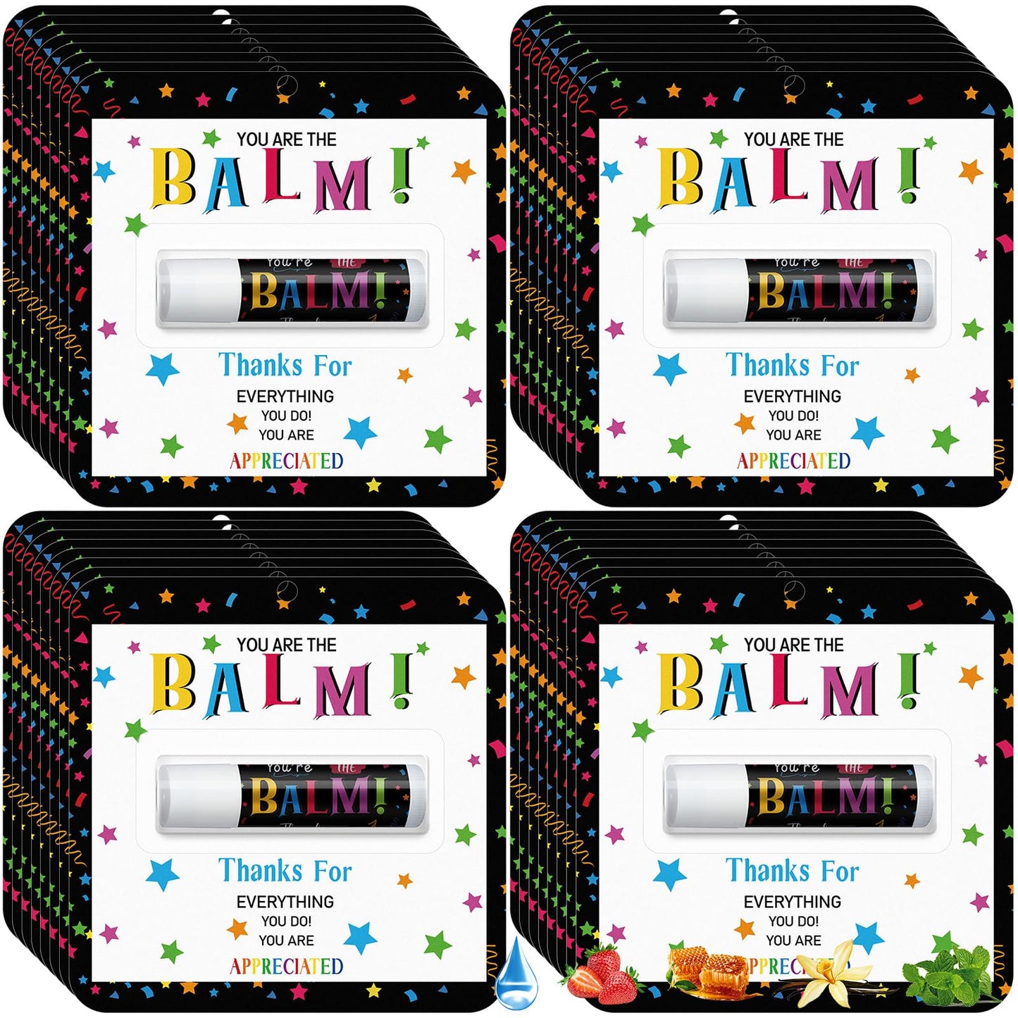 Sacubee 30 Pack Employee Appreciation Gifts Bulk Lip Balms, Teacher Thank You Gifts, Staff Volunteer Appreciation Favors, You're the Balm Mini Lip Balm (Assorted Flavor)