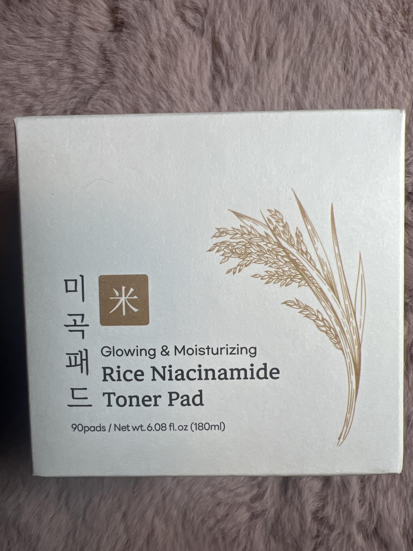 Rice Niacinamide Toner Pad, Glowing & Moisturizing, 90 Pads, 6.08 fl oz (180ml)