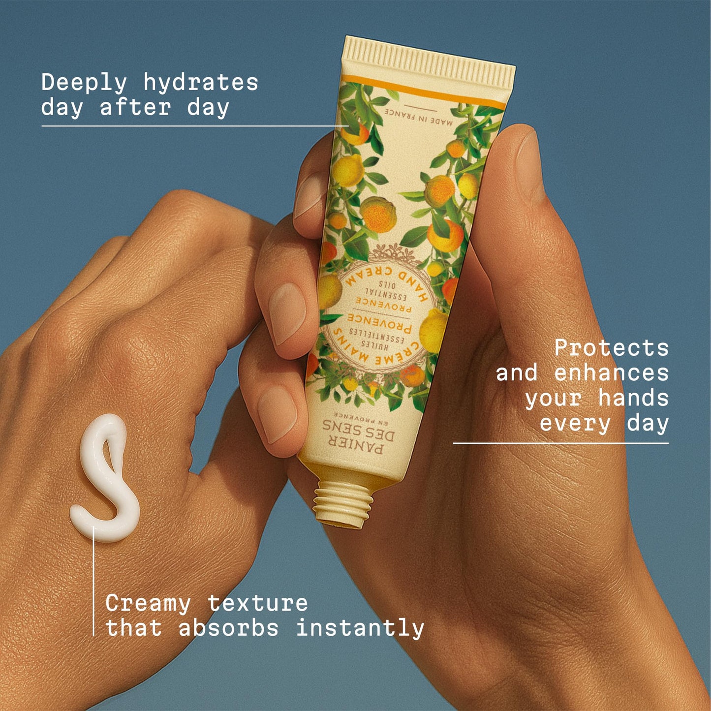 Panier des Sens Provence Citrus Mini Hand Cream for Women – French Travel Size Hand Cream for Dry Hands, Fast-Absorbing Non-Greasy Vegan Shea Butter Moisturizer, 1 Fl Oz