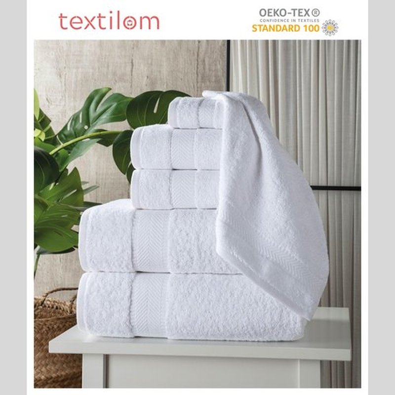 TEXTILOM 6 Pcs Bath Towel Set – Hotel and Spa Quality & Soft & Absorbent & Quick Dry Bath Towels for Bathroom –100% Turkish Cotton Bathroom Towels Set (2 Bath Towels,2 Hand Towels,2 Washcloths)-White
