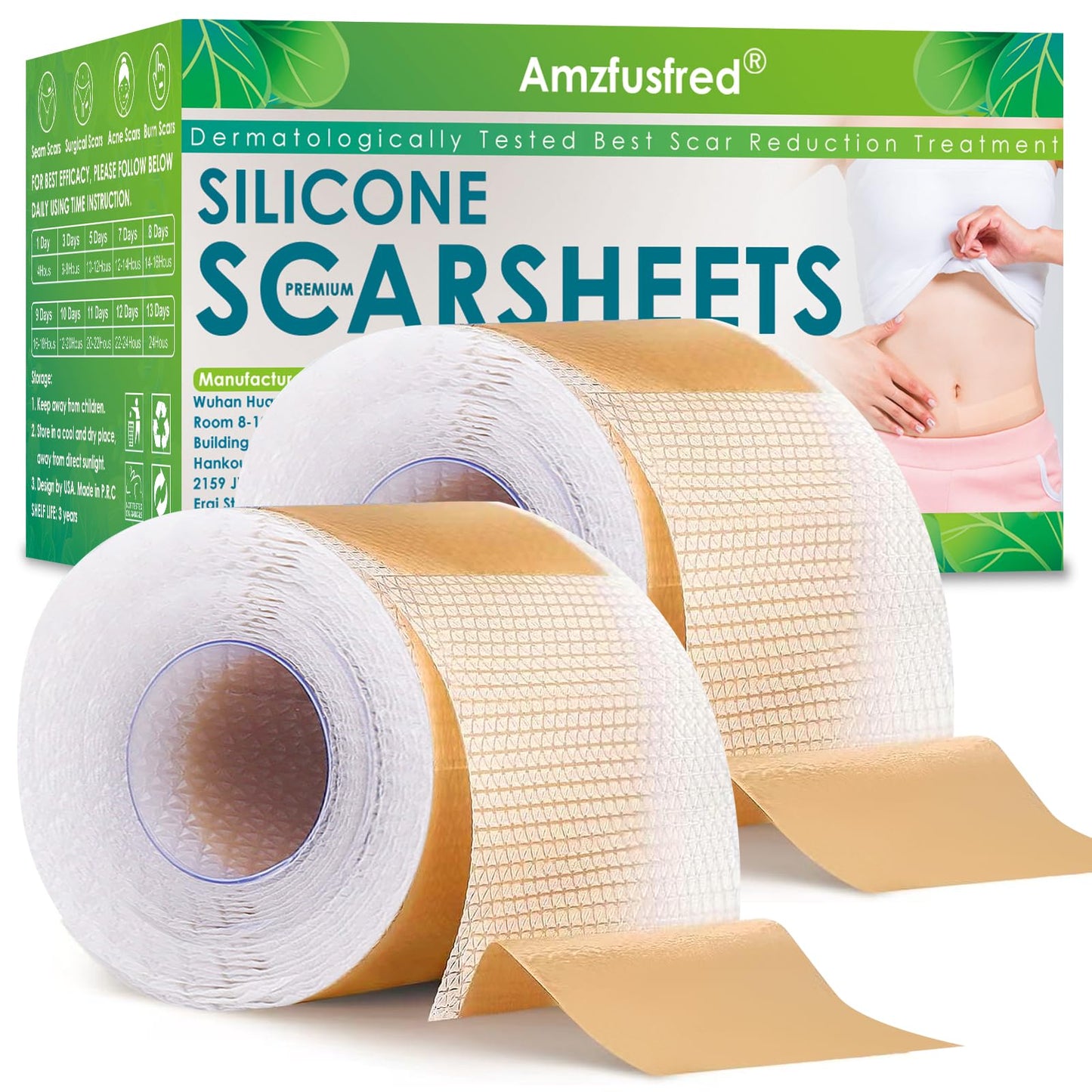 2 Pack Silicone Scar Sheets, Silicone Scar Tape, Scar Sheets for Surgical Scars, Reusable Silicone Scar Strip For Surgical, C-Section,Tummy Tuck, Keloid Scars, Burn, Acne, Removal
