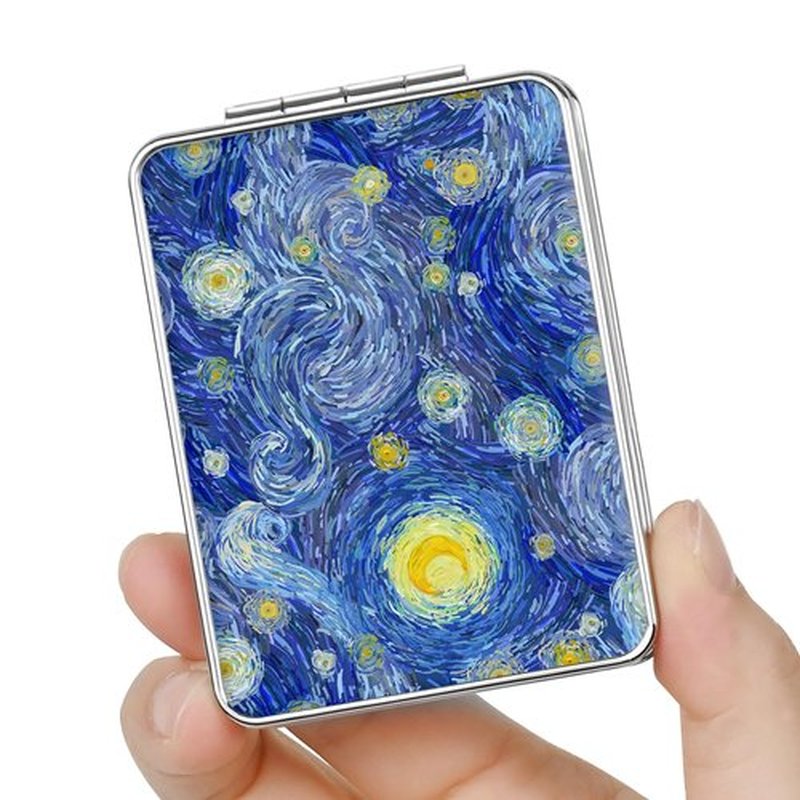 dcdcee Pocket Mirror, Small Travel Mirror with Magnification, Portable Double-Sided Magnifying Cosmetic Mirror for Daily (Blue Moon)