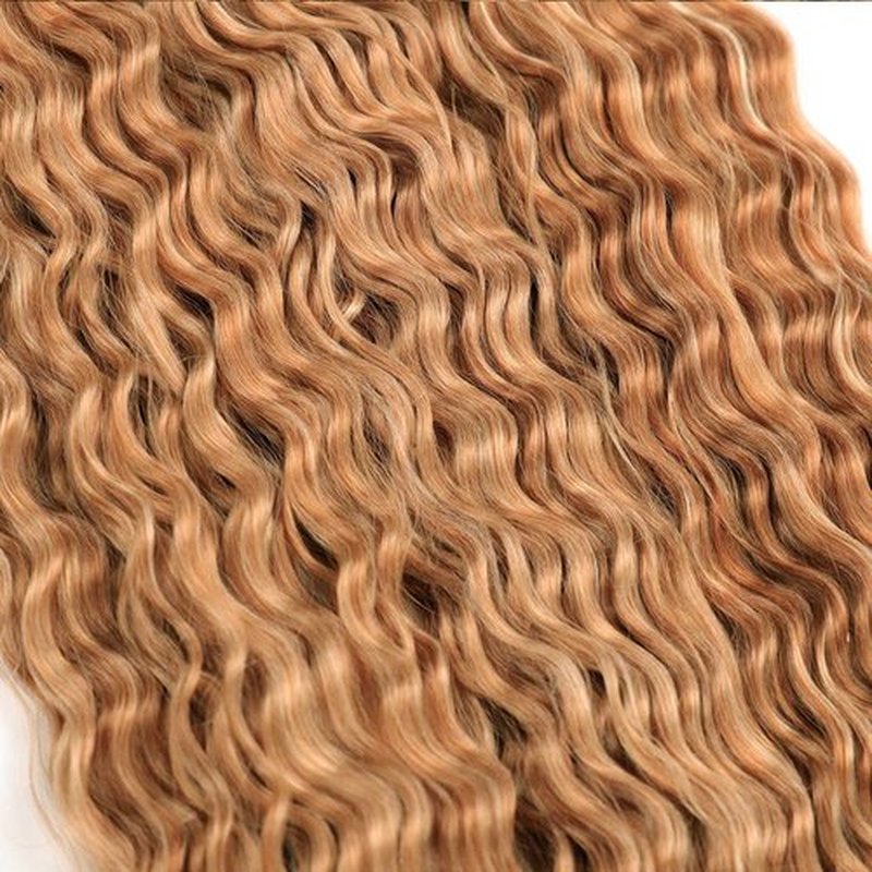 Ocean Wave Crochet Hair Extensions, Curly Braiding Crochet Hair, Soft Synthetic Crochet Hair Extensions 22inch 6Packs #M30/60 Brown mix Blonde