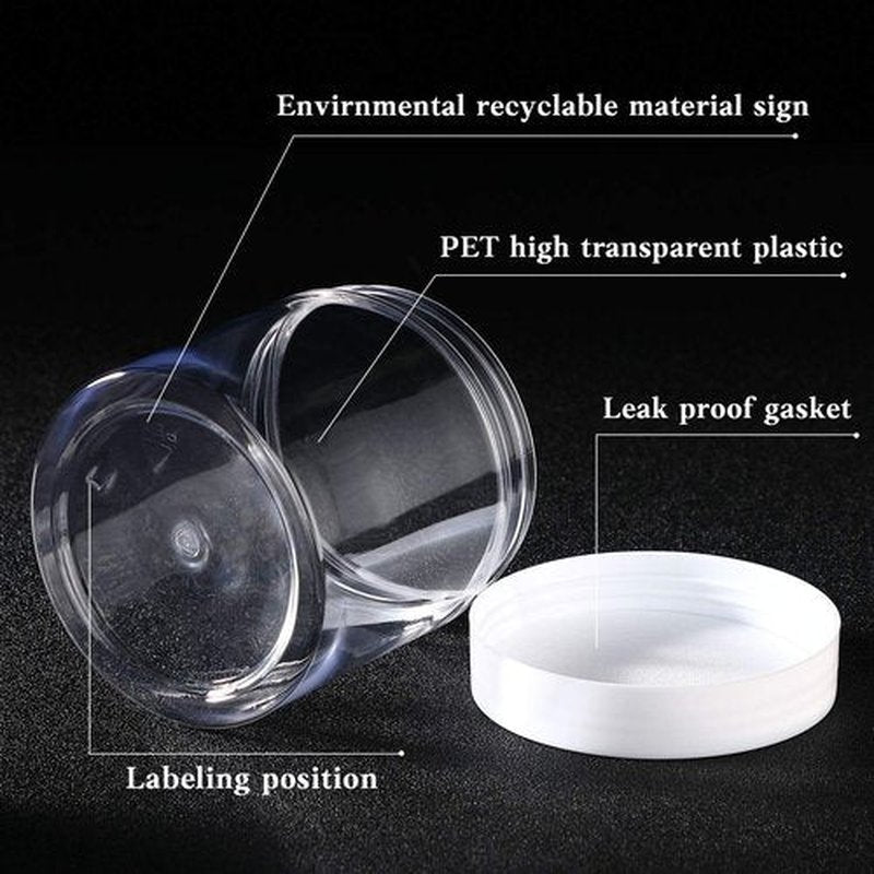 Patelai 4 Pieces Round Clear Wide-mouth Leak Proof Plastic Container Jars with Lids for Travel Storage Makeup Beauty Products Face Creams Oils Salves Ointments DIY Making or Others (White,8 Ounce)