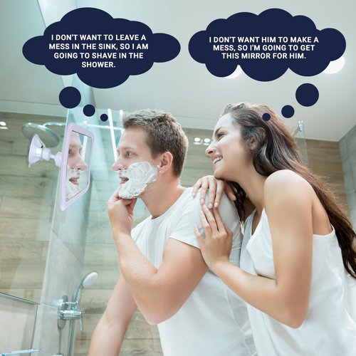 MIRRORVANA Fogless Shower Mirror for Shaving with Improved Suction and 360° Swivel - Unbreakable Fog Free Mirror for Men and Women - 6.3" x 6.3" (Pure White)