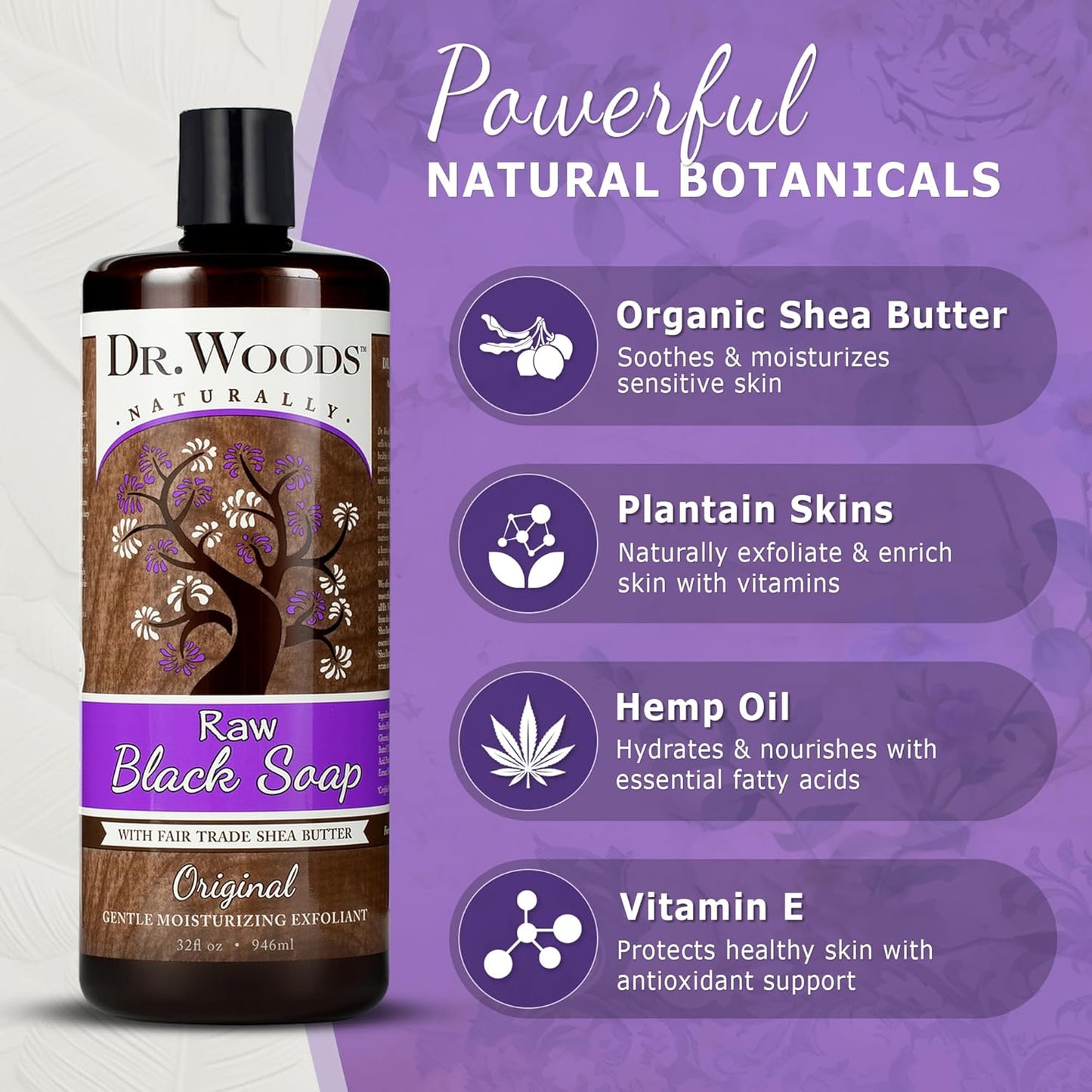 Dr. Woods African Black Castile Soap - Moisturizing Liquid, 32oz (2-Pack)