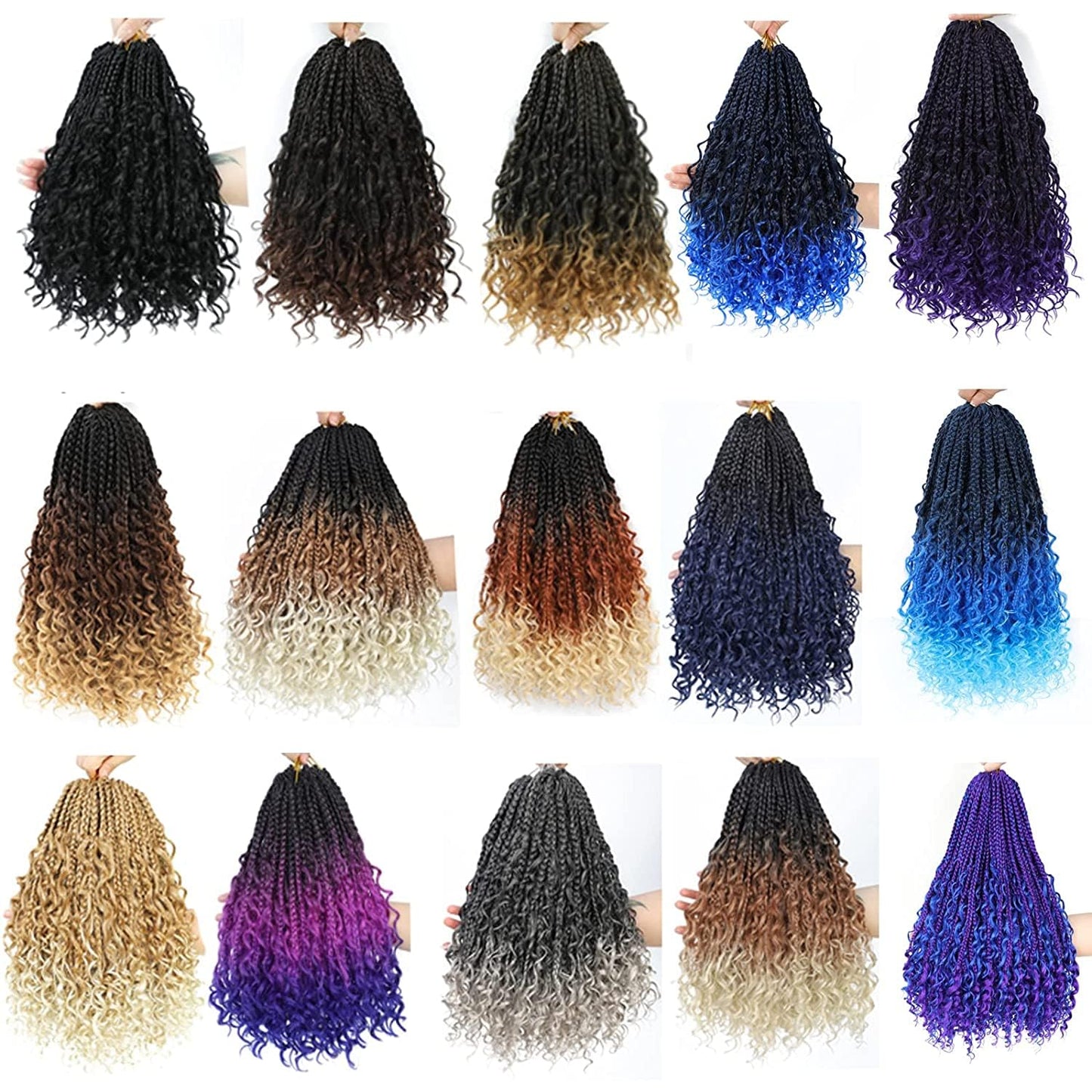 Crochet Box Braids- Boho Box Braids Crochet Braids Hair Bohomian Box Braid Crochet Hair Synthetic Braiding Hair Goddess Box Braids Crochet Hair for Black Women (14(2Packs), 1B)