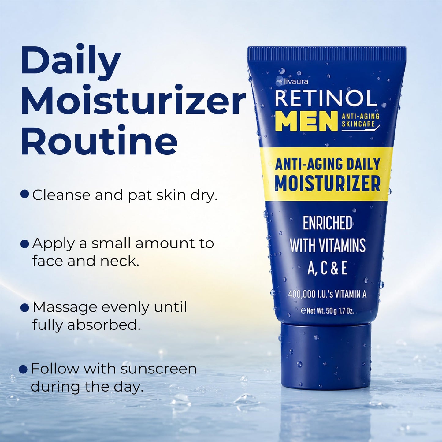 Retinol LIVAURA Face Moisturizer for Men - Anti-Aging Daily Face Cream