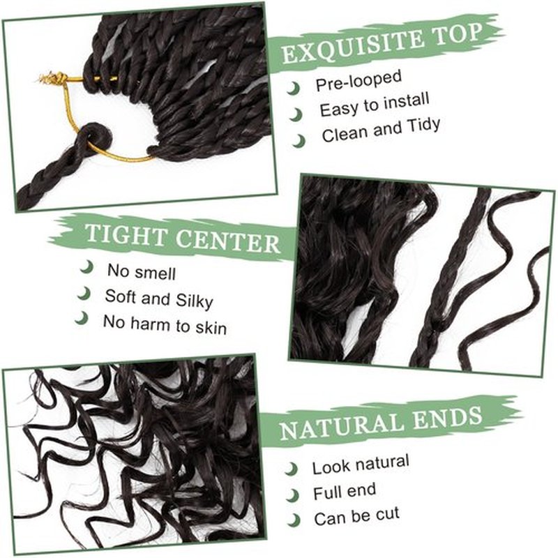 Eerya 8 Packs Boho Box Braids Crochet Hair for Black Women 10 Inch Goddess Box Braids Pre-looped Bohemian Crochet Box Braids With Curly Ends Synthetic Crochet Hair Extensions (10 inch, #4)